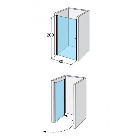 Dušo durys į nišą IDO Showerama 10-0 800, skaidrus stiklas 3