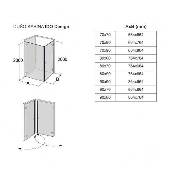 Dušo kabina IDO Design, 70x80 4