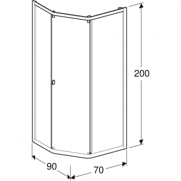 Dušo kabina IDO Showerama 8-3 90x70, skaidrus stiklas 3