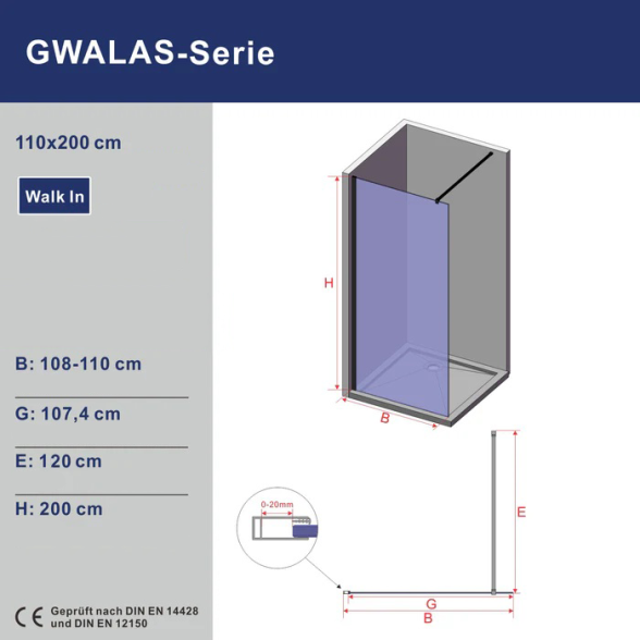 Dušo sienelė AQUABATOS Gwalas C10 110 B, black 6