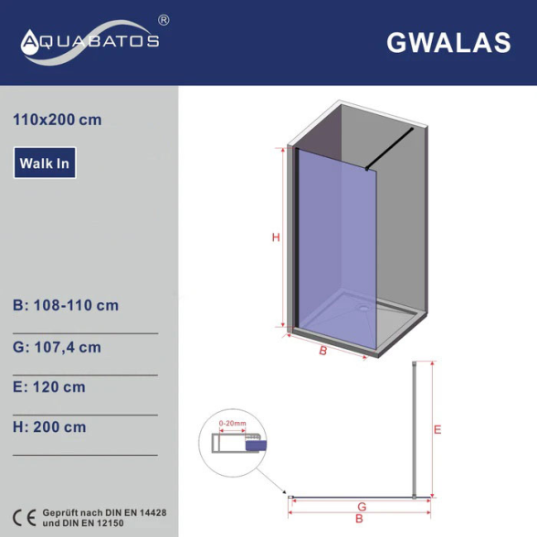 Dušo sienelė AQUABATOS Gwalas C8 110 B, black 5 Dušo sienelė AQUABATOS Gwalas C8 110 B, black 5