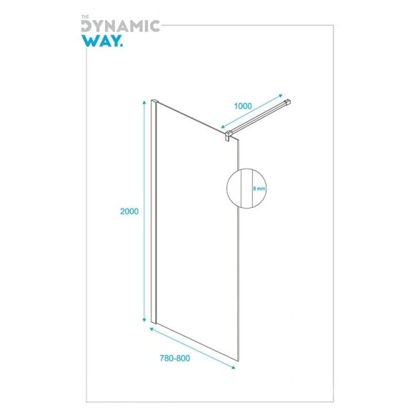Dušo sienelė DYNAMIC WAY Oceanus 80x200 3 Dušo sienelė DYNAMIC WAY Oceanus 80x200 3