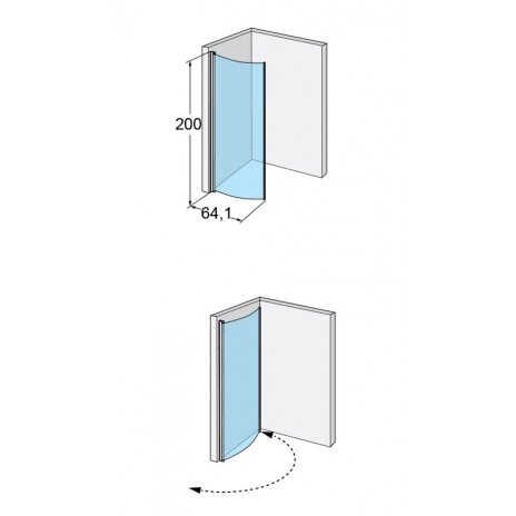 Pusapvalė dušo sienelė Ifö Space SBVK 800 White, skaidrus stiklas su rankenos profiliu 3